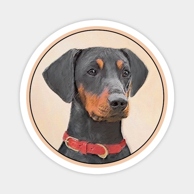 German Pinscher Painting Original Animal Art Magnet by Alpen Designs